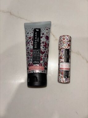 Beekman 1802 Honeyed Grapefruit Hand Cream & Lip Balm Pink and White Floral NEW